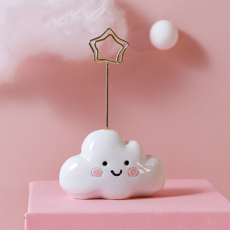 Cute resin cloud photo clip with metal star holder, for desktop name cards