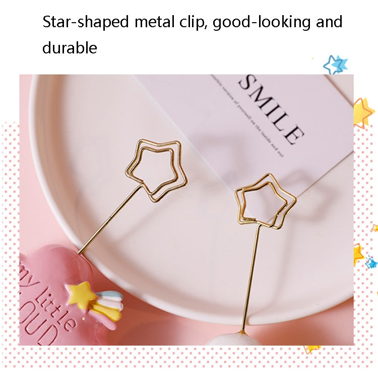 Star-shaped metal photo clip with pink resin cloud base
