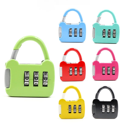 Set of 6 mini digital password padlocks in assorted bright colors with 3-number dials