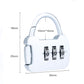 Mini digital password padlock, white body with arched shackle and 3 black number dials