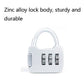 White mini digital password padlock with arched shackle and 3-number combination dials