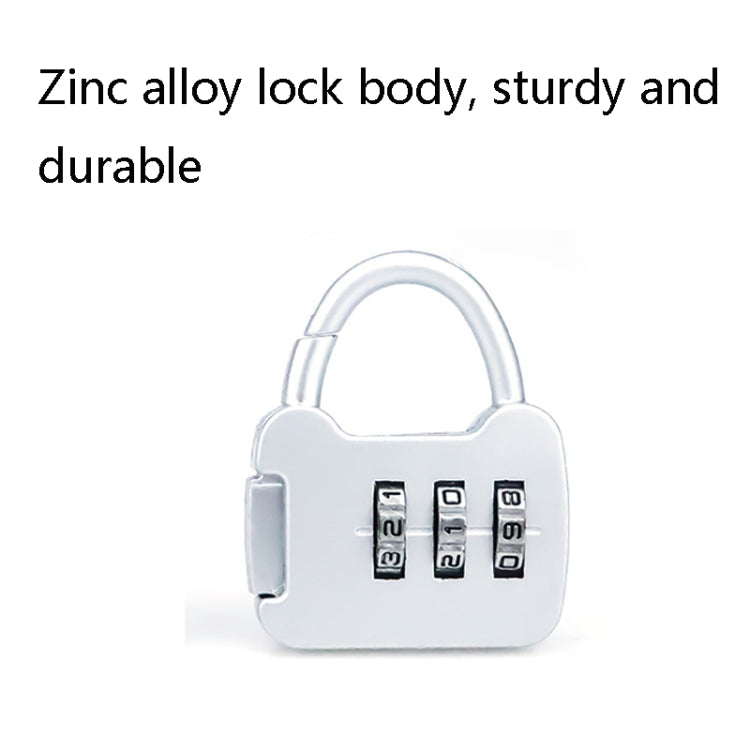 White mini digital password padlock with arched shackle and 3-number combination dials