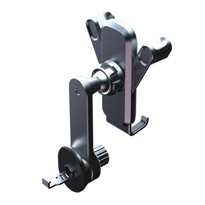 Universal car phone bracket with extended metal mount and adjustable dark cradle