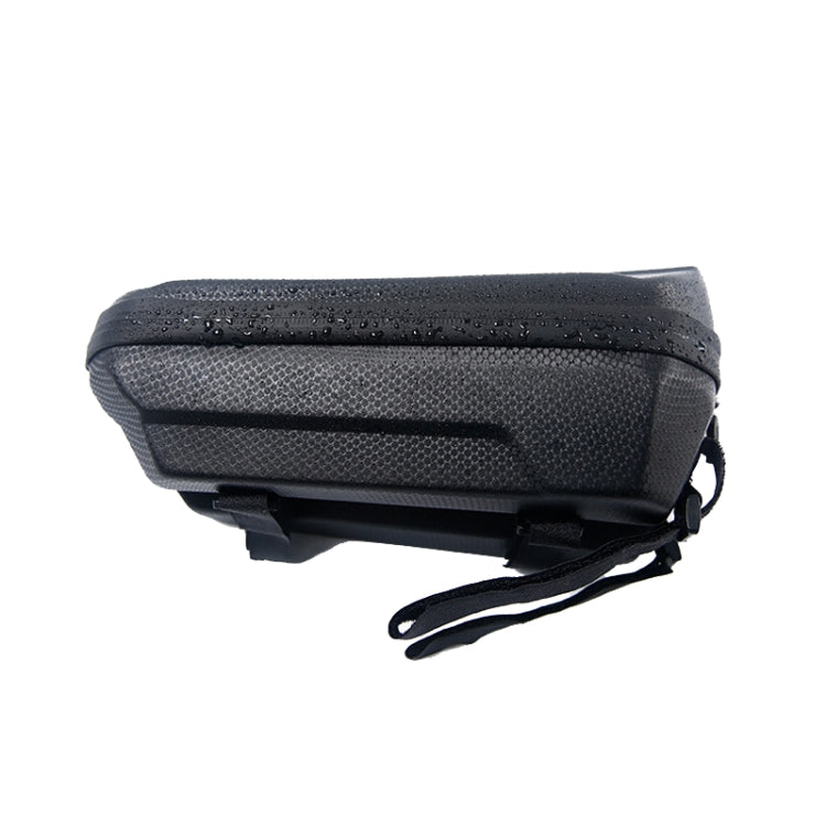 Black rectangular scooter head bag with textured top, zipper, and adjustable strap
