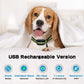 Dog wearing automatic waterproof bark control collar, black and neon green strap