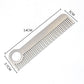 Stainless steel pocket comb with circular hole and fine teeth, size-marked