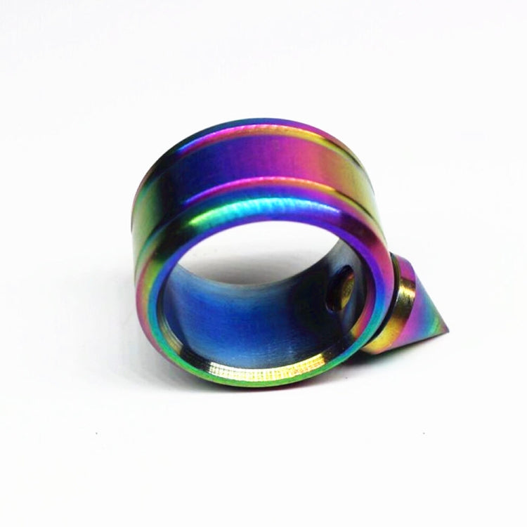 Iridescent stainless steel ring with spike detail and arched blue interior