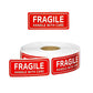Fragile handle with care warning stickers, red label set with backing roll