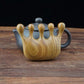 Elephant-shaped wooden massage comb with smooth handle, 8x6cm