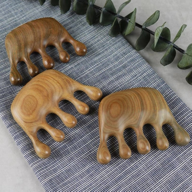 Set of elephant-shaped wooden massage combs with curved prongs, 8x6cm