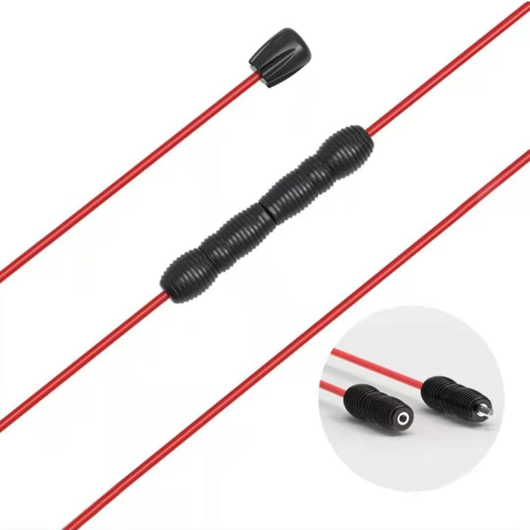 Red elastic fitness training stick with black ribbed reinforcement insert between rods