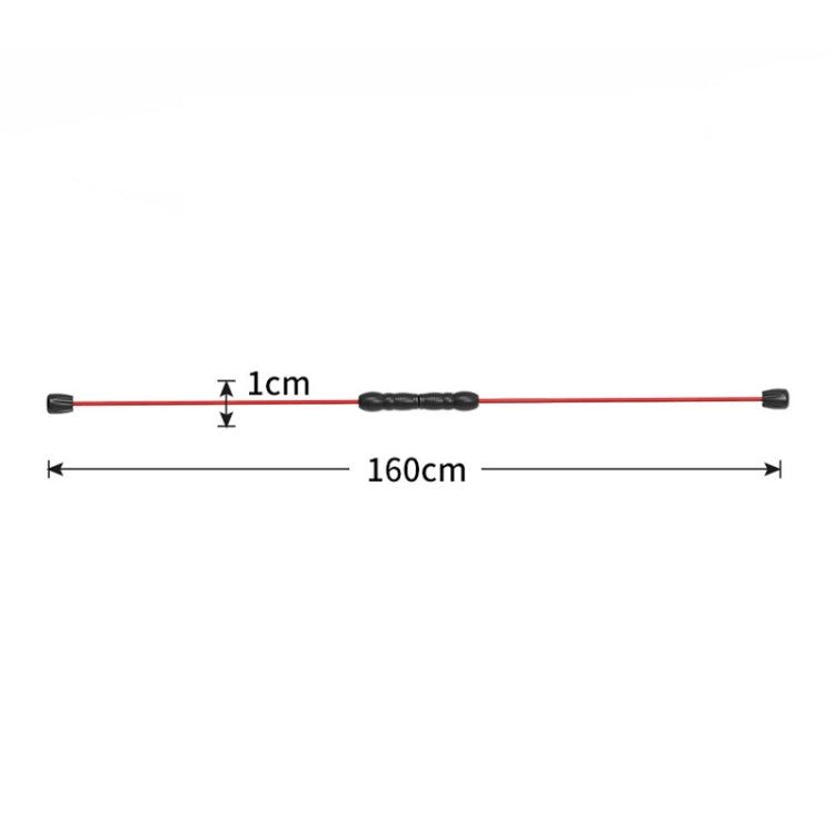 Training tremor stick showing 160 cm length and 1 cm ribbed center section