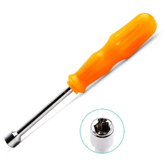 Hex key socket manual wrench with orange handle and chrome hex bit