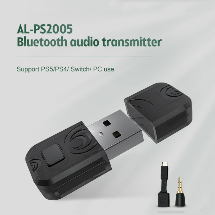 Bluetooth audio transmitter USB adapter kit with two small audio cables and connector