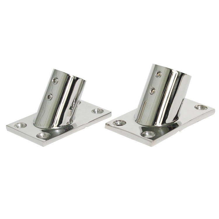 316 stainless steel 60-degree square tube base mount set, polished, mounting holes