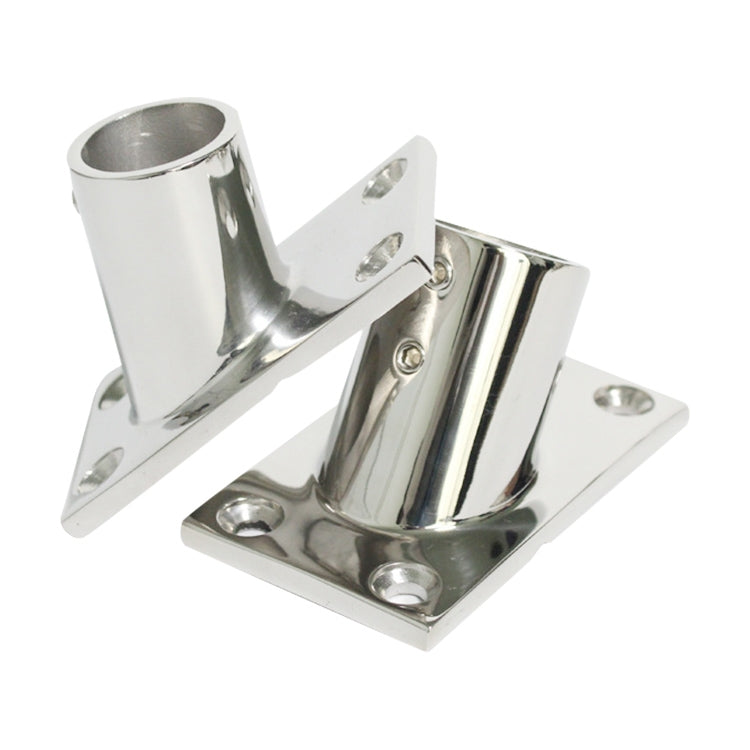 316 stainless steel 60-degree square tube base mount, polished, with side mounting holes