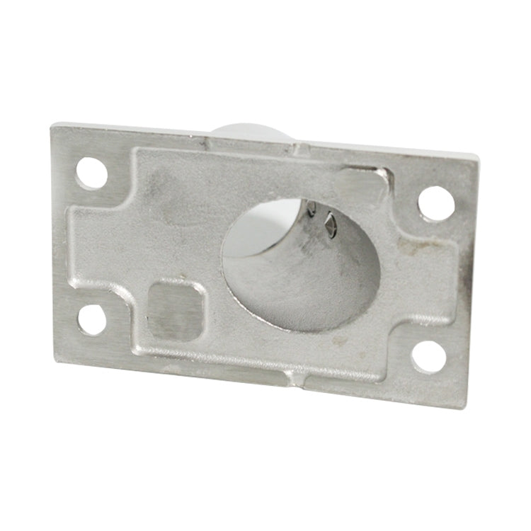 Stainless steel mounting base plate for square tube, rectangular plate with four holes