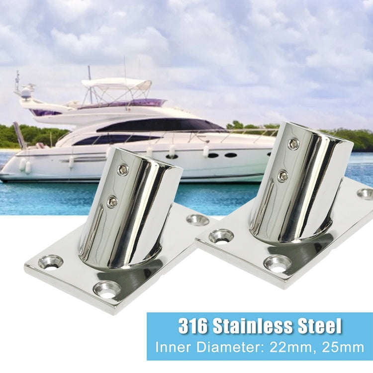 316 stainless steel 60-degree square tube base mount pair, polished, with mounting holes