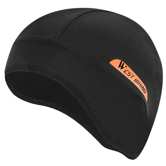 Black ice silk cycling helmet liner cap with West Biking logo patch