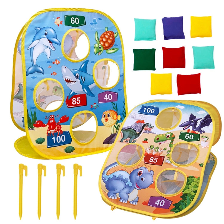 Ocean animal throwing sandbag tent toy set with foldable tent panels and color target bags