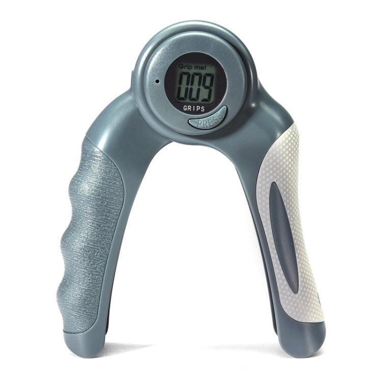 Blue-gray electronic counting gripper with circular digital screen and ergonomic handles