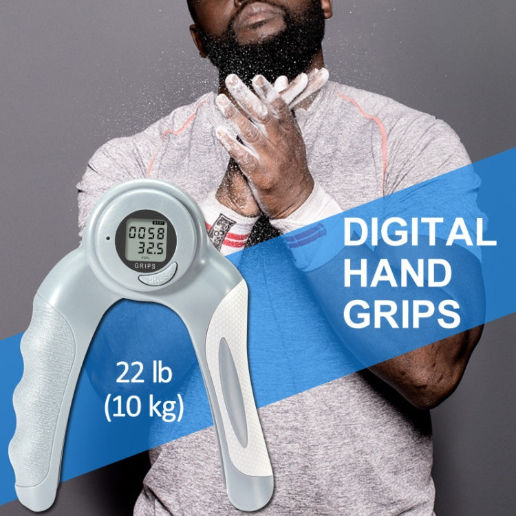 Digital hand grips electronic gripper held in hands with round display showing counts