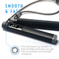Electronic skipping rope with textured black handles and digital counter on grip