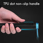 Hand holding electronic skipping rope handle with anti-slip grip and blue rope end