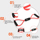 Digital resistance exercise band set with red tube, black foam handles, and LCD controller