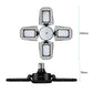 LED grow lamp diagram showing four panel heads and a threaded E26-style base