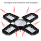 LED grow light with four LED panels around a circular center, designed for multi-direction heat