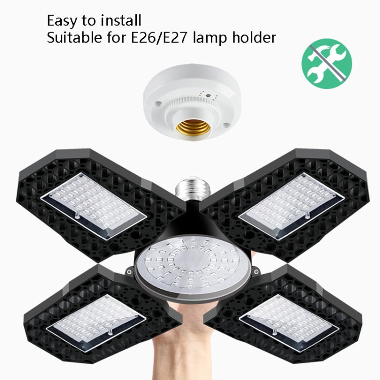 Multi-head LED plant grow lamp with E26/E27 threaded socket and four square light panels