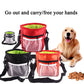 Two-in-one pet training waist bag in black and red, mesh pocket and adjustable shoulder strap