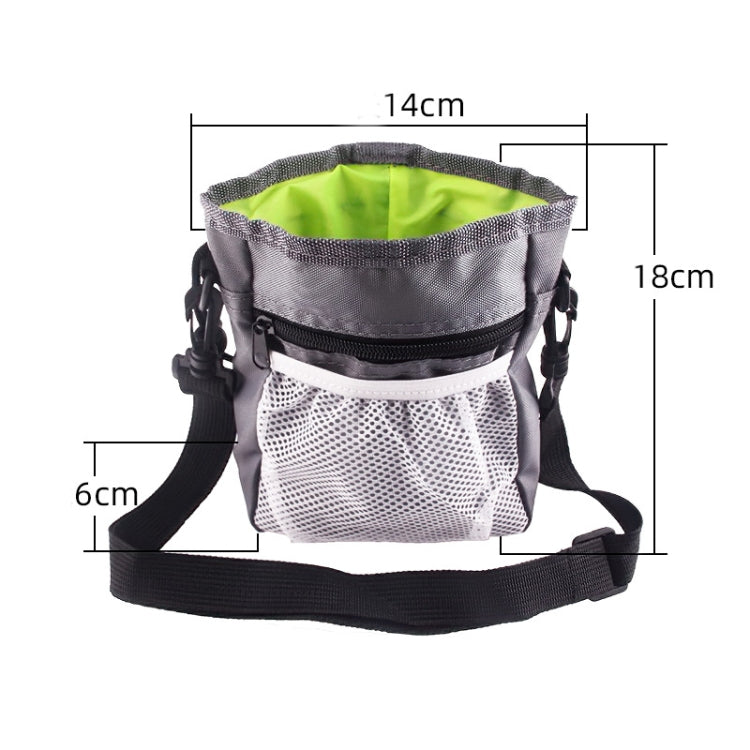 Red-lining pet training bag with mesh front pocket; size 14cm wide, 18cm tall, 6cm deep