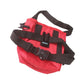 Red pet training snack waist bag with adjustable belt buckle and multiple attachment straps