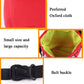 Red Oxford-cloth pet training bag with belt buckle and neon interior lining