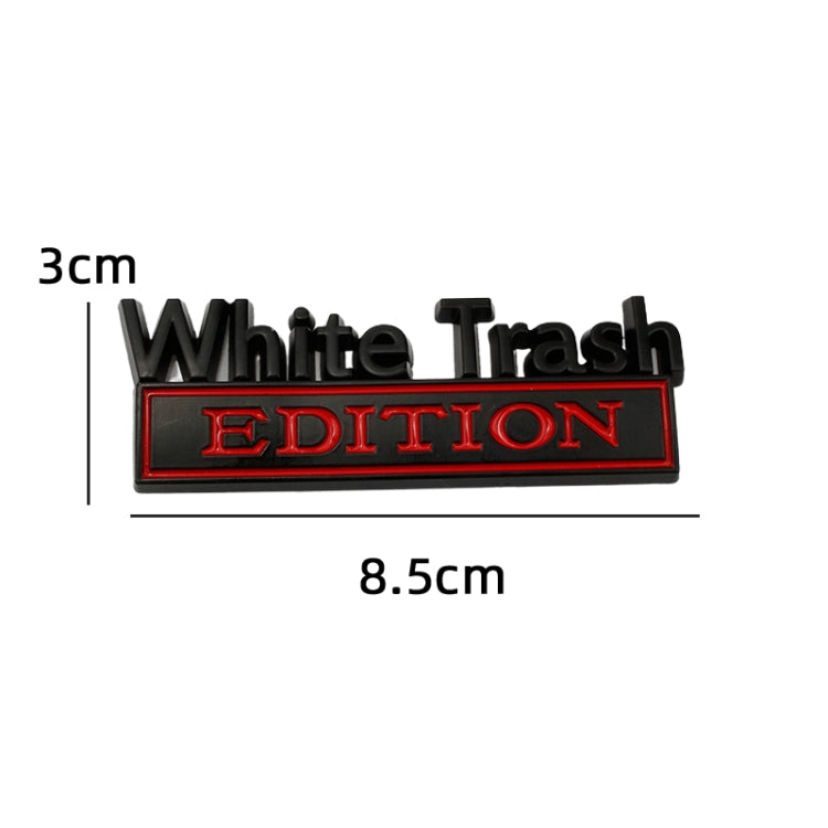 White Trash Edition car label sticker, 8.5cm by 3cm with red outline