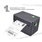 Thermal label printer with shipping label loaded and green status indicator