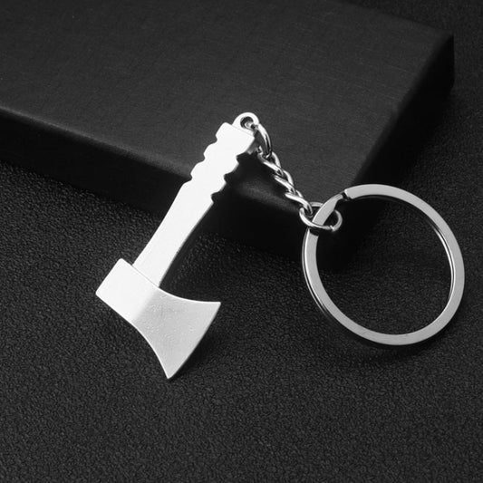 Metal axe tool keychain pendant with round split ring