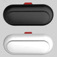 Black and white car glasses visor storage case, oval lids with snap tab
