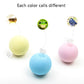 Three-color EVA cat toy ball set: yellow, blue, and pink plush spheres