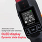 Close-up of alcohol tester OLED display on black baton handle