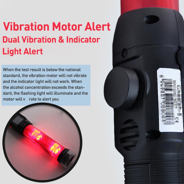 Black alcohol tester baton with illuminated red LED strip on the wand