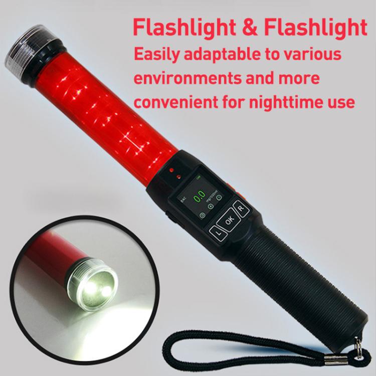 Alcohol tester baton with built-in flashlight glow, digital screen, and lanyard strap