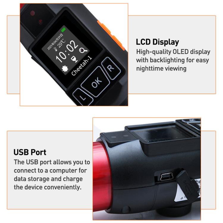 Alcohol tester baton with LCD screen and side USB charging port
