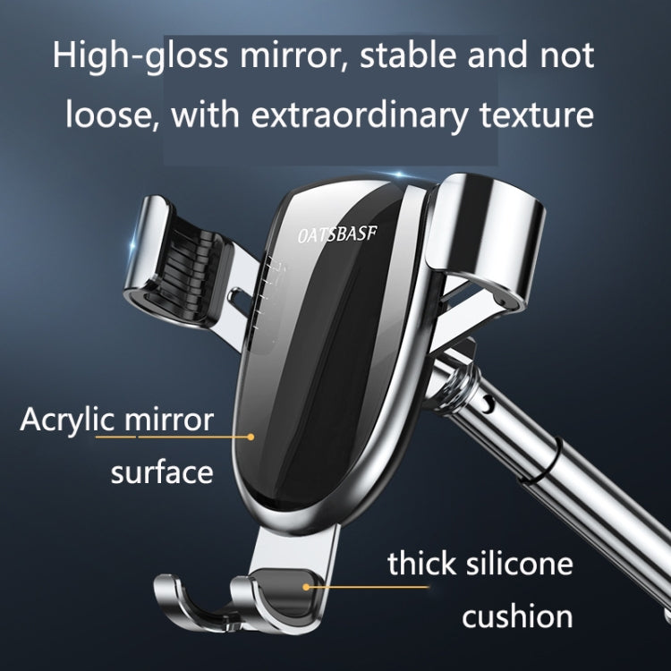 Polished mirror-style magnetic phone holder with silicone cushion and telescopic arm