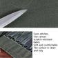 Olive green oil-wax canvas roll knife case with stitched fabric and knife edge