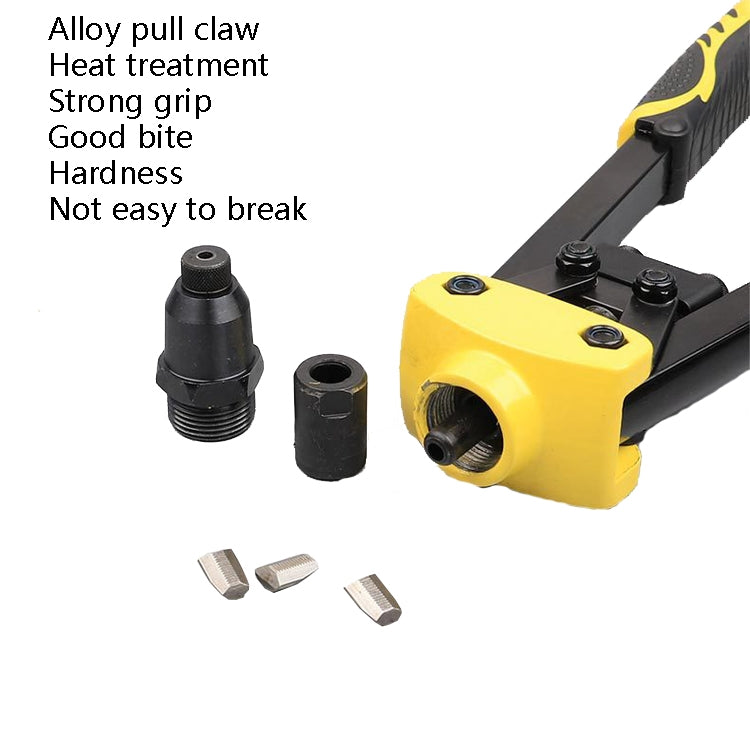Rivet pull pliers kit with alloy pull claw and included black rivet heads
