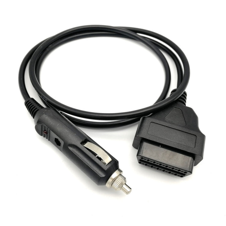 Cigarette lighter plug to OBD female adapter cable with 16-pin connector, black