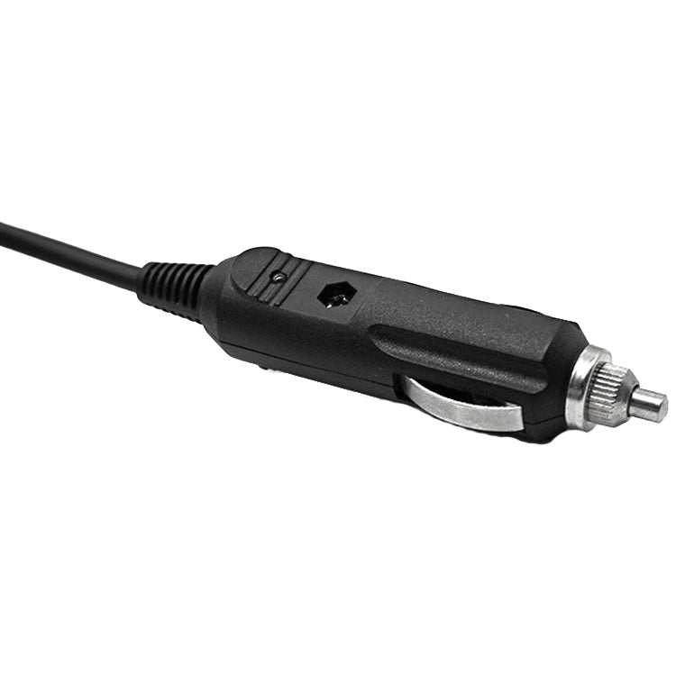 Cigarette lighter-style plug end with metal pin and black cable, OBD adapter